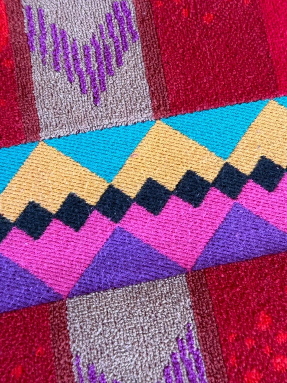 VTG Royal Terry Geometric Southwestern Large Beach Towel Colorful Brazil 34x67
